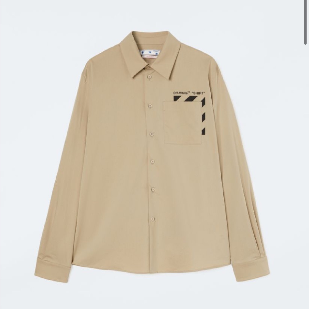 Off-White Diag Stripe Button Down Long Sleeve Shirt. Size Small. Collared Shirt
